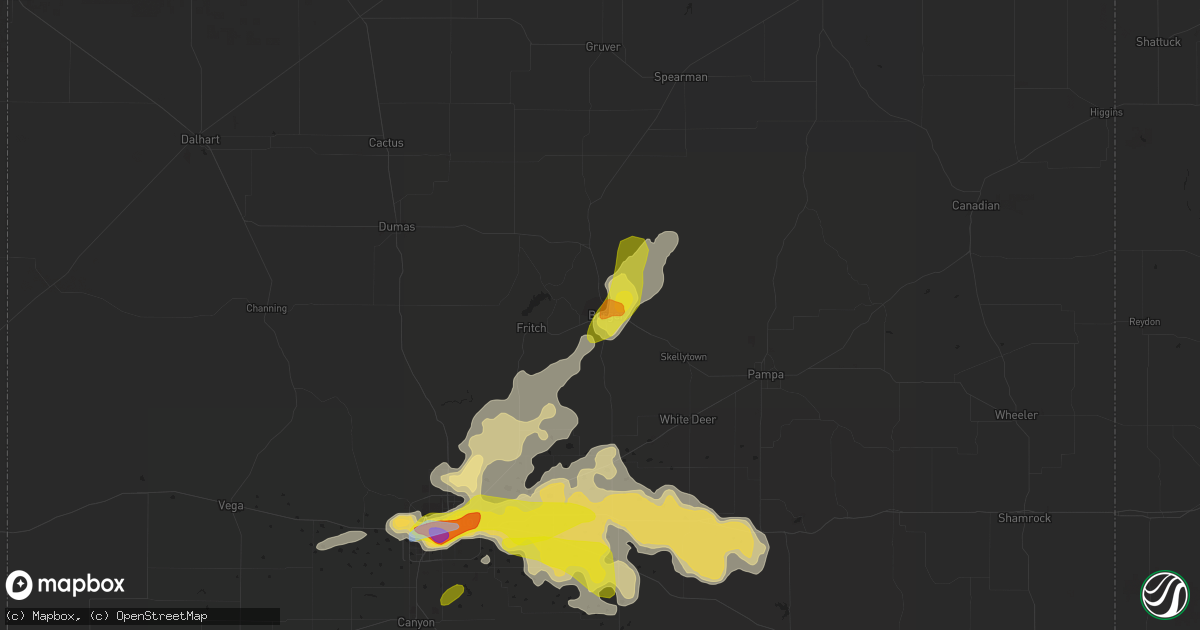 Hail map in Borger, TX on June 19, 2020