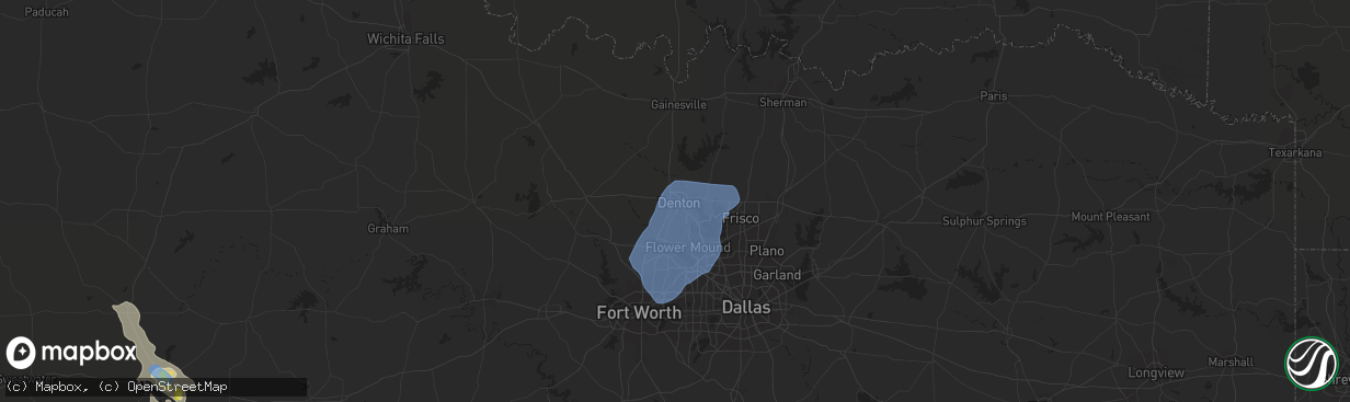 Hail map in Denton, TX on June 19, 2020