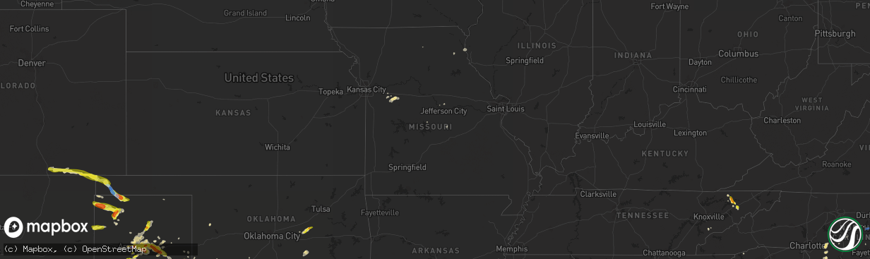 Hail map in Missouri on June 19, 2020