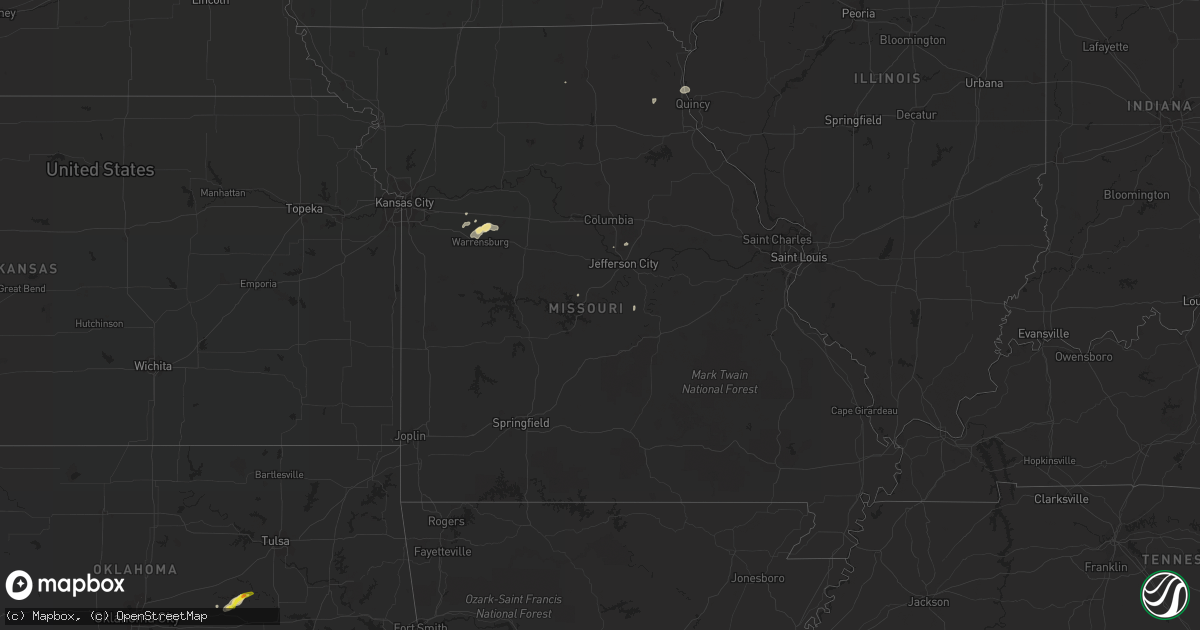 Hail map in Missouri on June 19, 2020