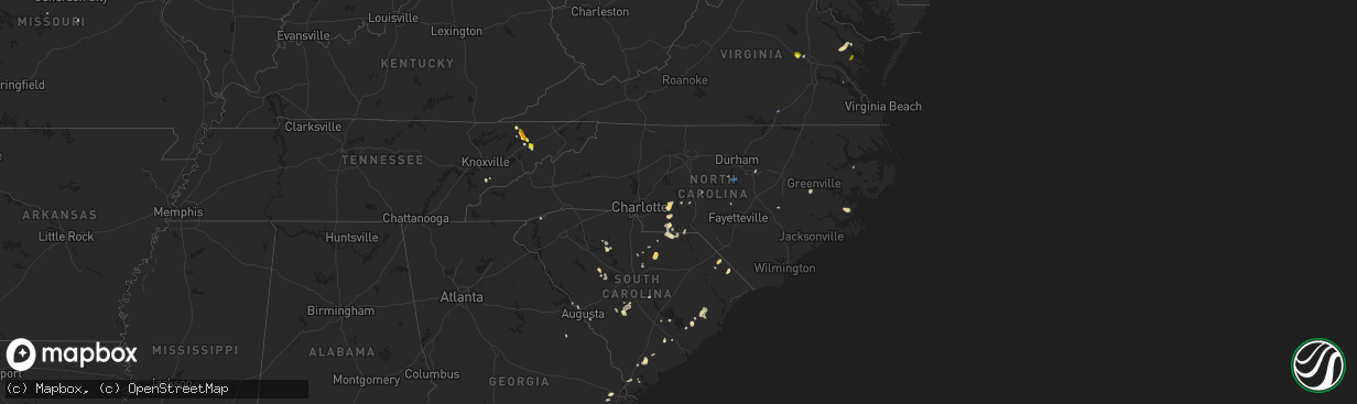 Hail map in North Carolina on June 19, 2020