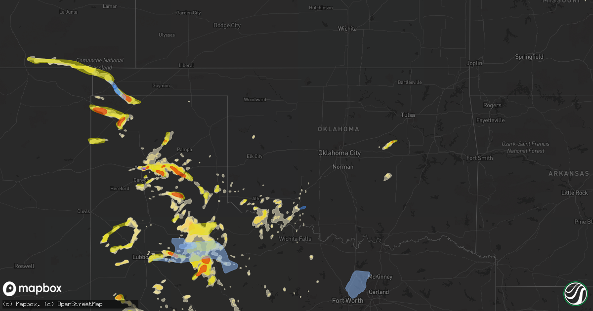 Hail map in Oklahoma on June 19, 2020