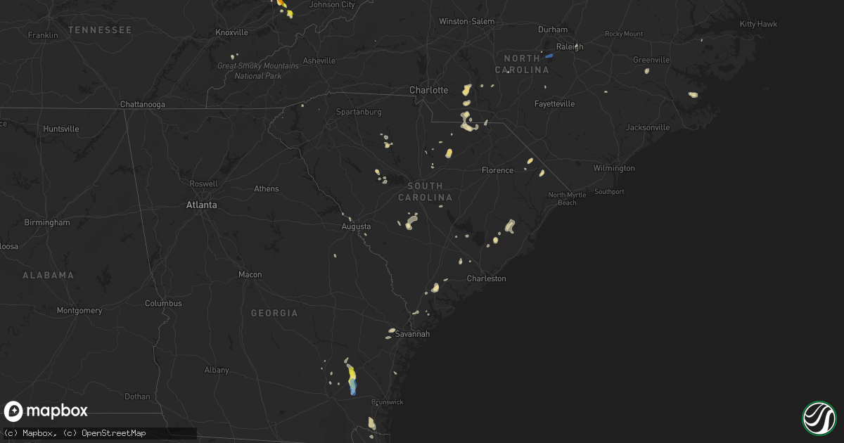 Hail map in South Carolina on June 19, 2020