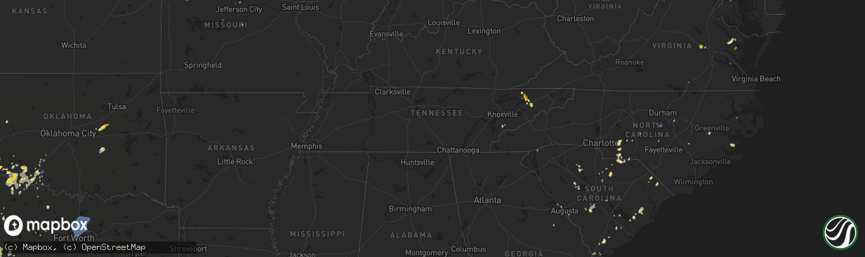 Hail map in Tennessee on June 19, 2020