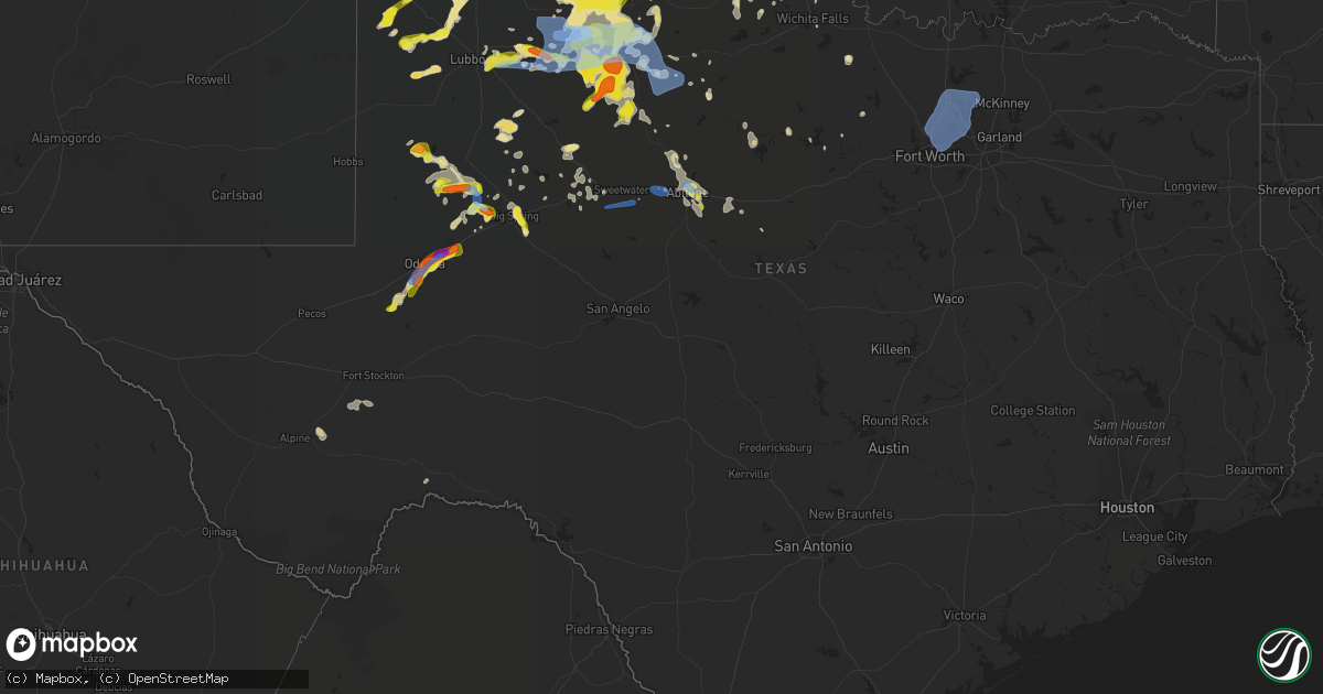 Hail map in Texas on June 19, 2020