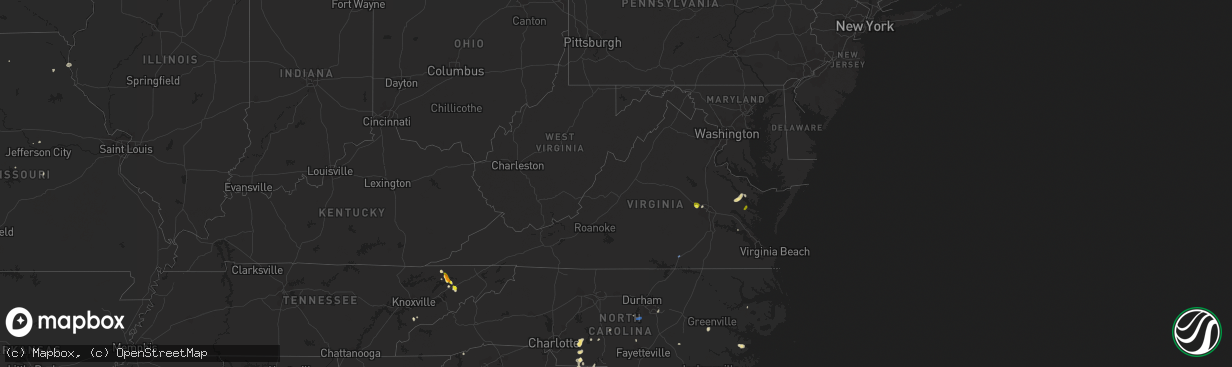 Hail map in Virginia on June 19, 2020