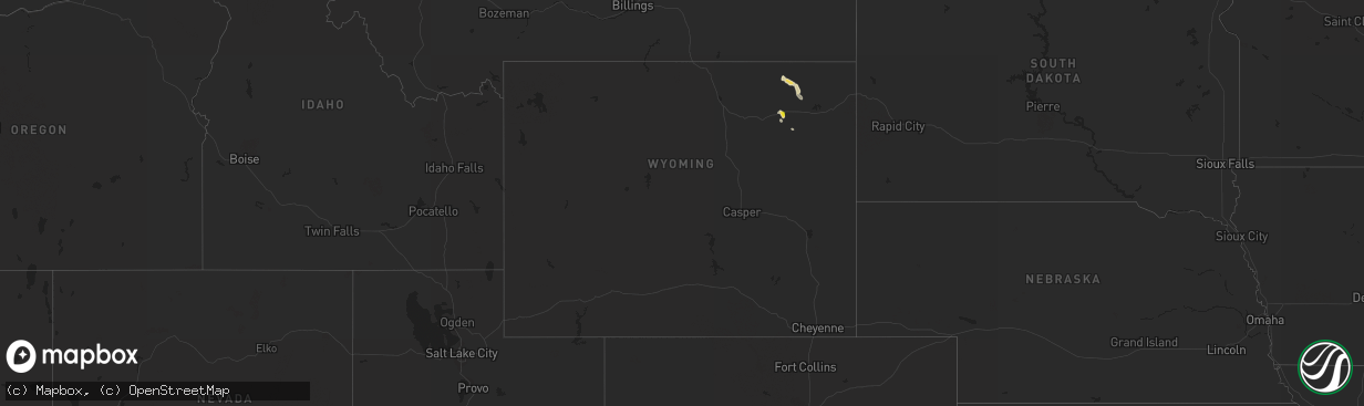 Hail map in Wyoming on June 19, 2020