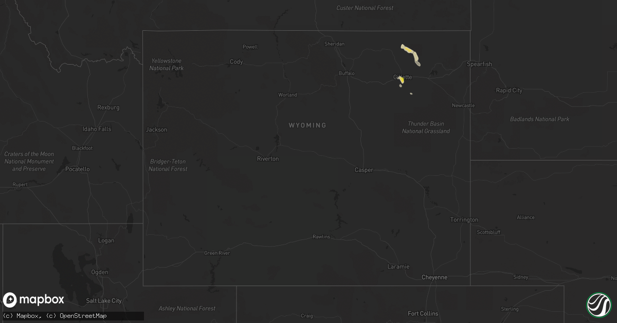 Hail map in Wyoming on June 19, 2020