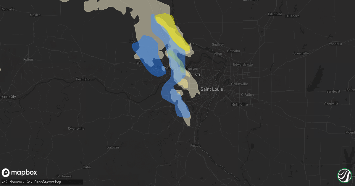 Hail map in Ballwin, MO on June 19, 2021