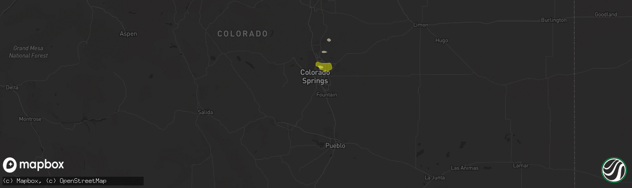 Hail map in Colorado Springs, CO on June 19, 2021