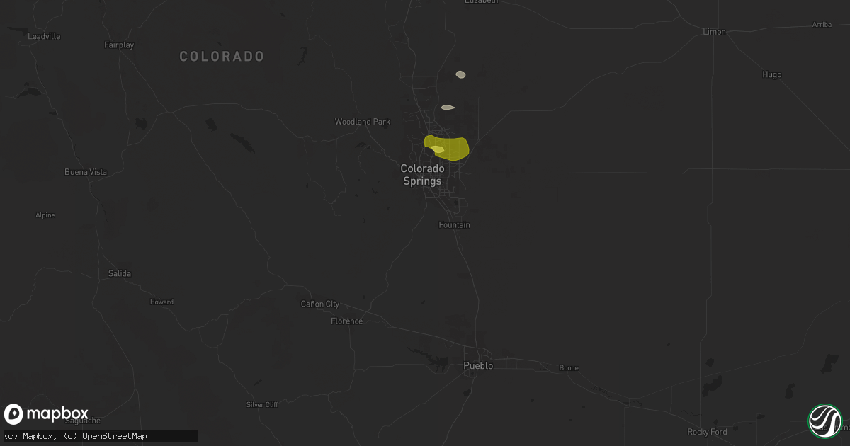 Hail map in Colorado Springs, CO on June 19, 2021