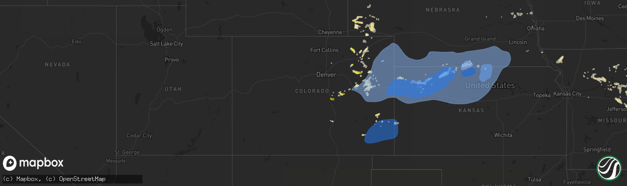 Hail map in Colorado on June 19, 2021