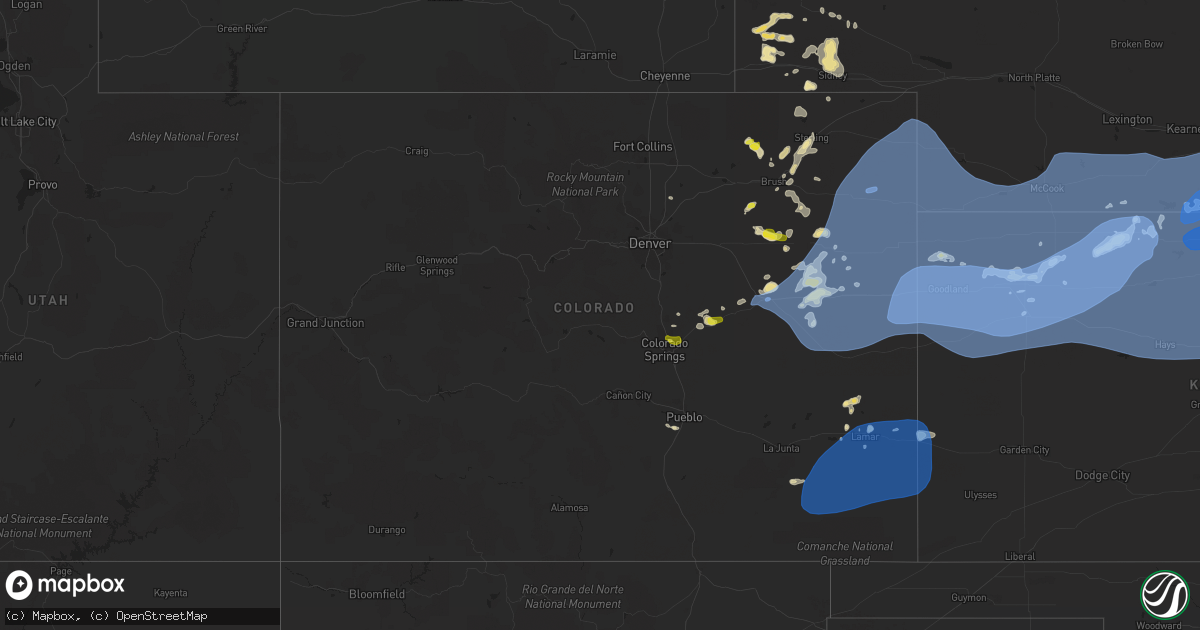 Hail map in Colorado on June 19, 2021