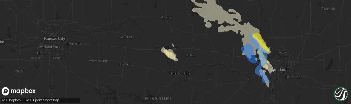 Hail map in Columbia, MO on June 19, 2021