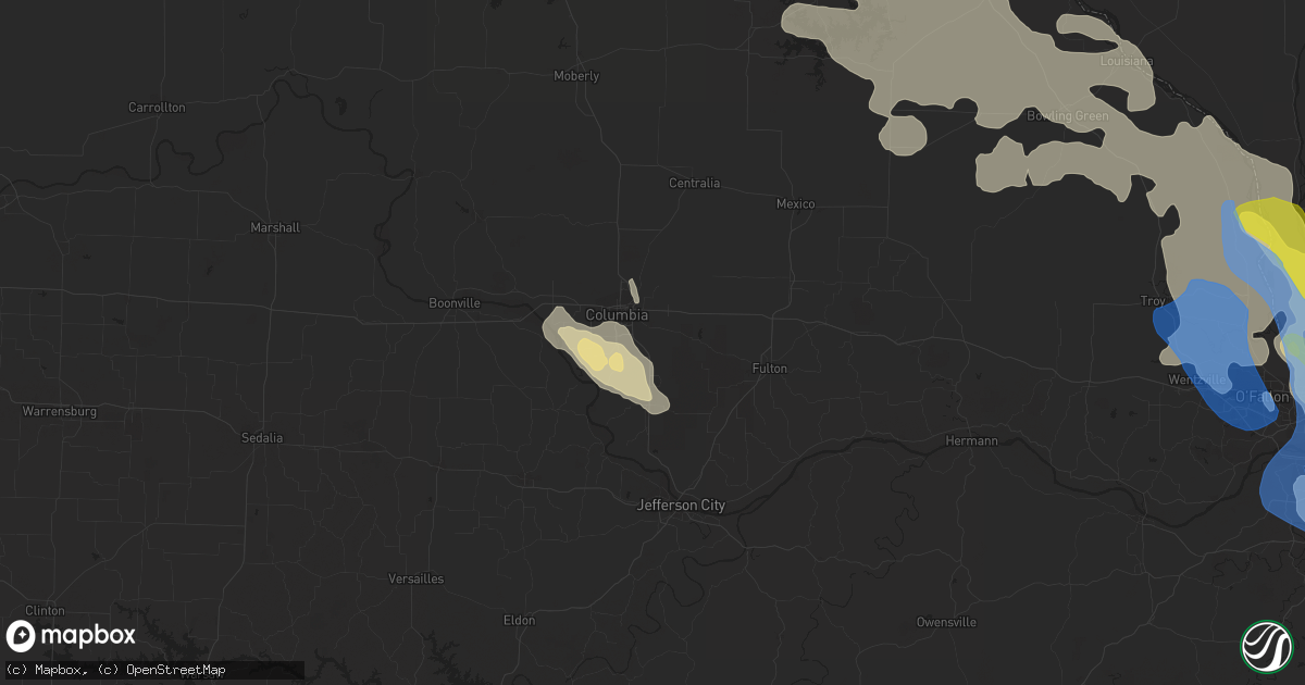 Hail map in Columbia, MO on June 19, 2021