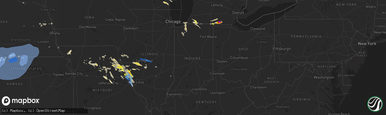 Hail map in Indiana on June 19, 2021