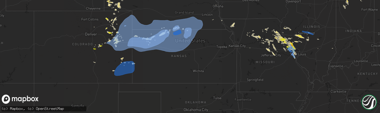 Hail map in Kansas on June 19, 2021