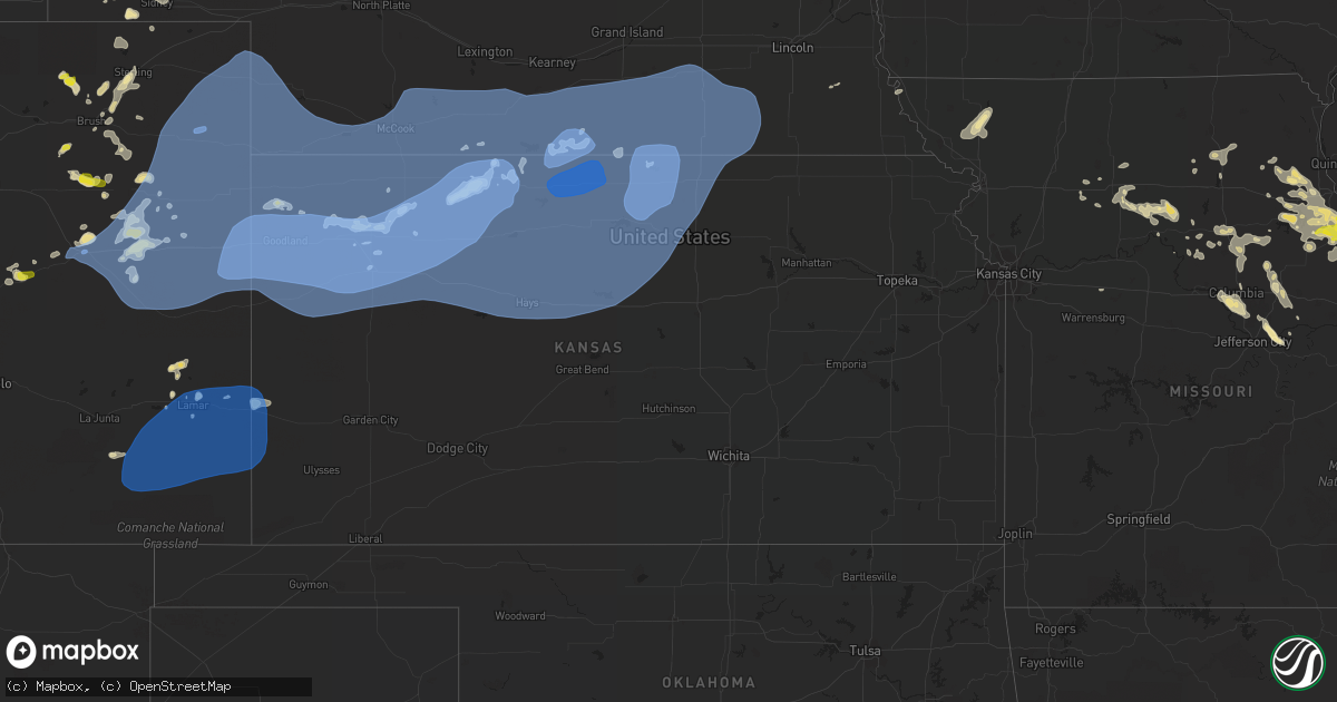 Hail map in Kansas on June 19, 2021