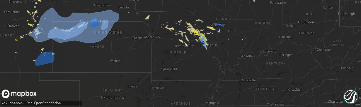 Hail map in Missouri on June 19, 2021