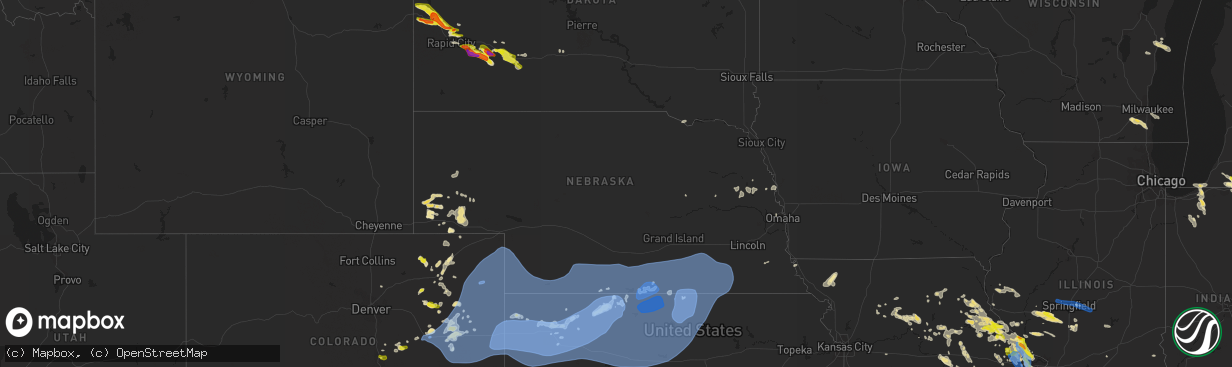 Hail map in Nebraska on June 19, 2021