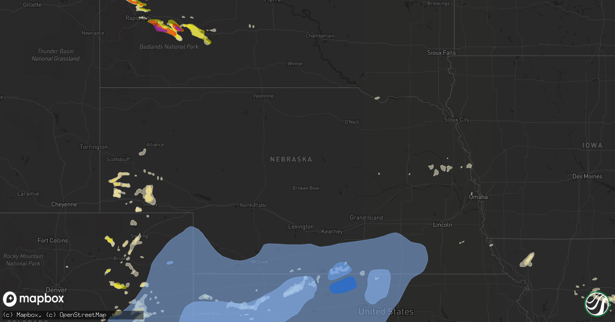 Hail map in Nebraska on June 19, 2021