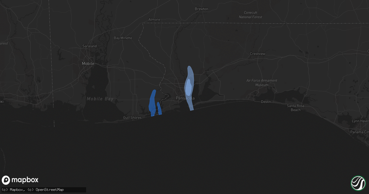 Hail map in Pensacola, FL on June 19, 2021