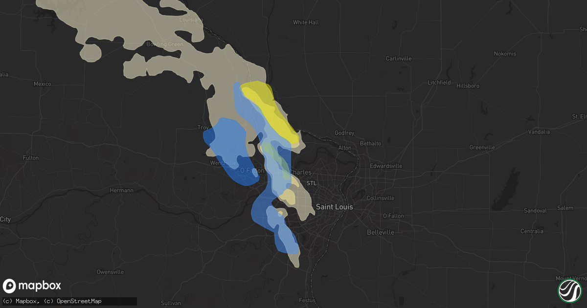 Hail map in Saint Charles, MO on June 19, 2021