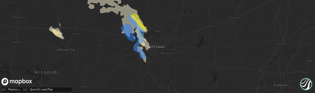 Hail map in Saint Louis, MO on June 19, 2021
