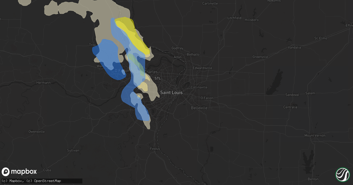 Hail map in Saint Louis, MO on June 19, 2021
