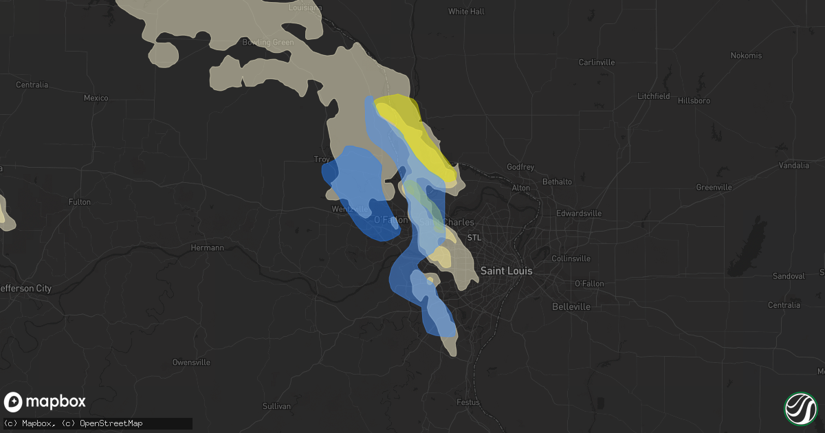 Hail map in Saint Peters, MO on June 19, 2021