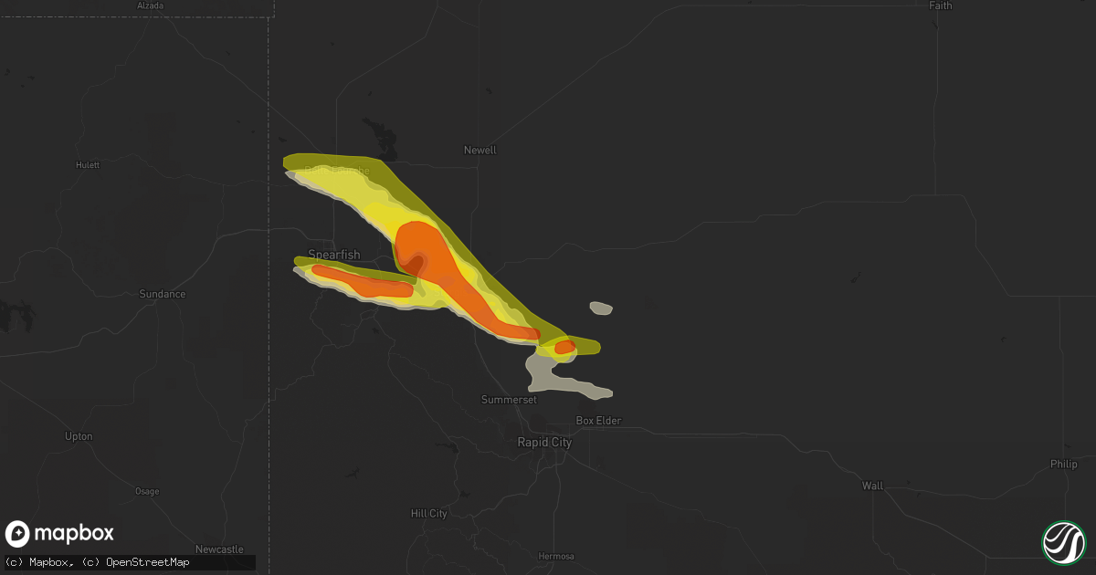Hail map in Sturgis, SD on June 19, 2021