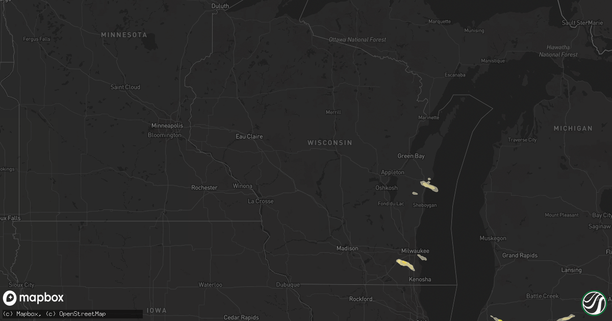 Hail map in Wisconsin on June 19, 2021