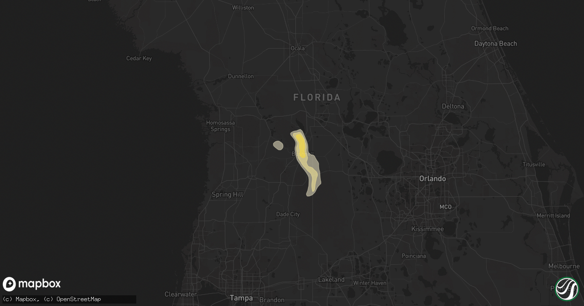 Hail map in Bushnell, FL on June 19, 2022