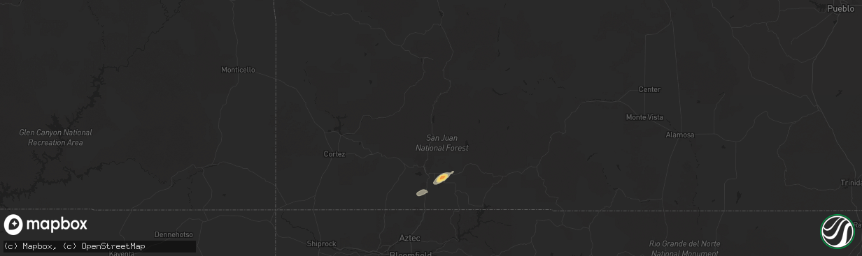 Hail map in Durango, CO on June 19, 2022