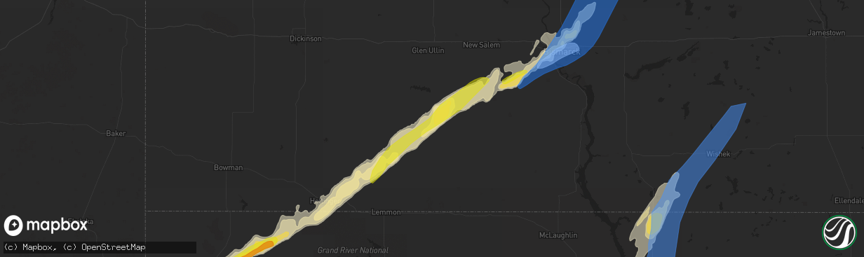 Hail map in Elgin, ND on June 19, 2022