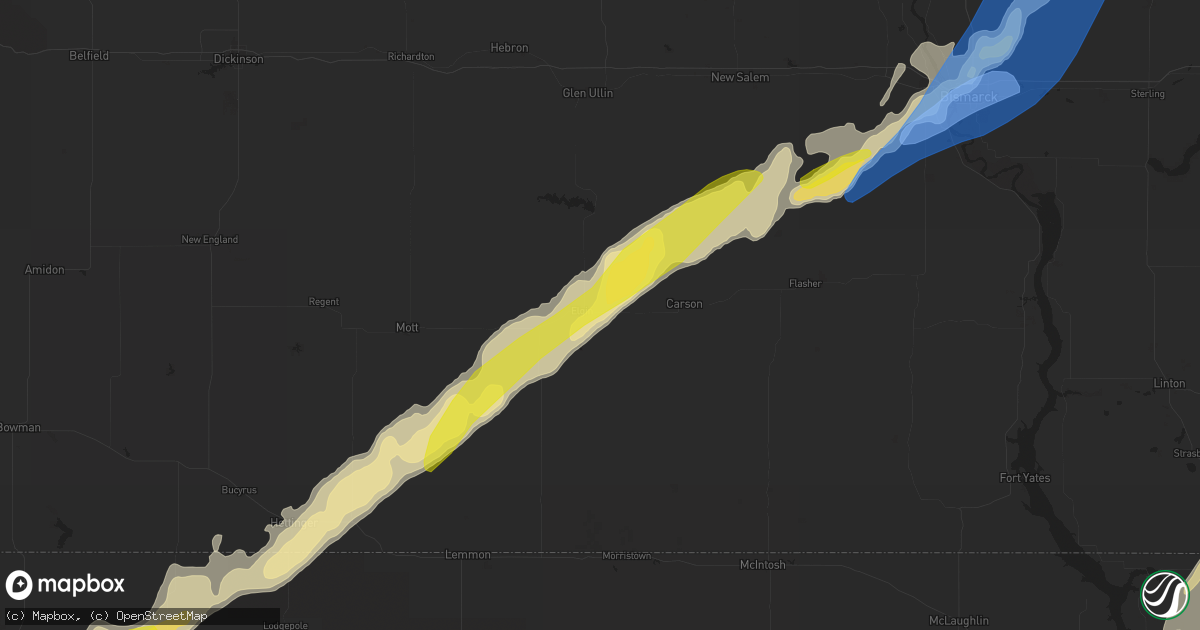 Hail map in Elgin, ND on June 19, 2022