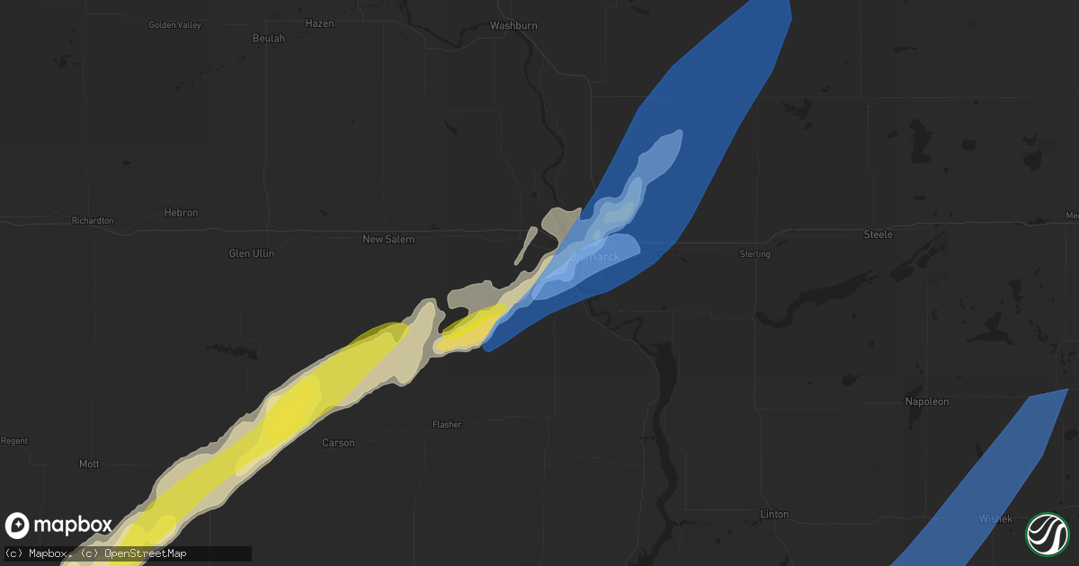 Hail map in Mandan, ND on June 19, 2022