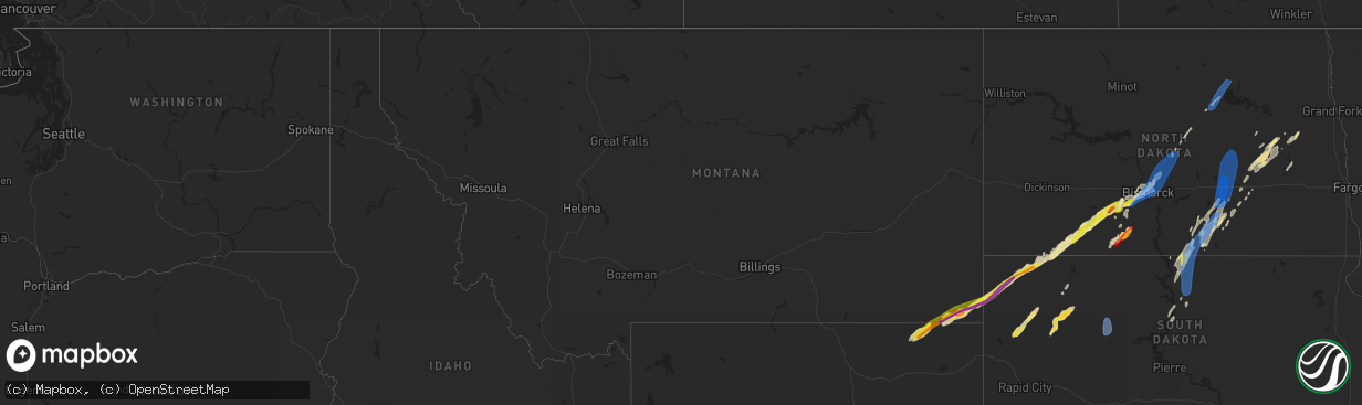 Hail map in Montana on June 19, 2022