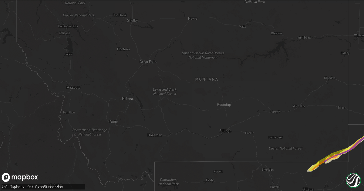 Hail map in Montana on June 19, 2022