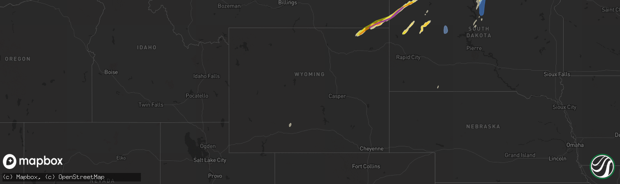 Hail map in Wyoming on June 19, 2022