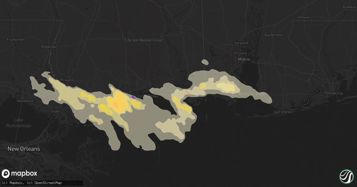 Hail map in Gautier, MS on June 19, 2023