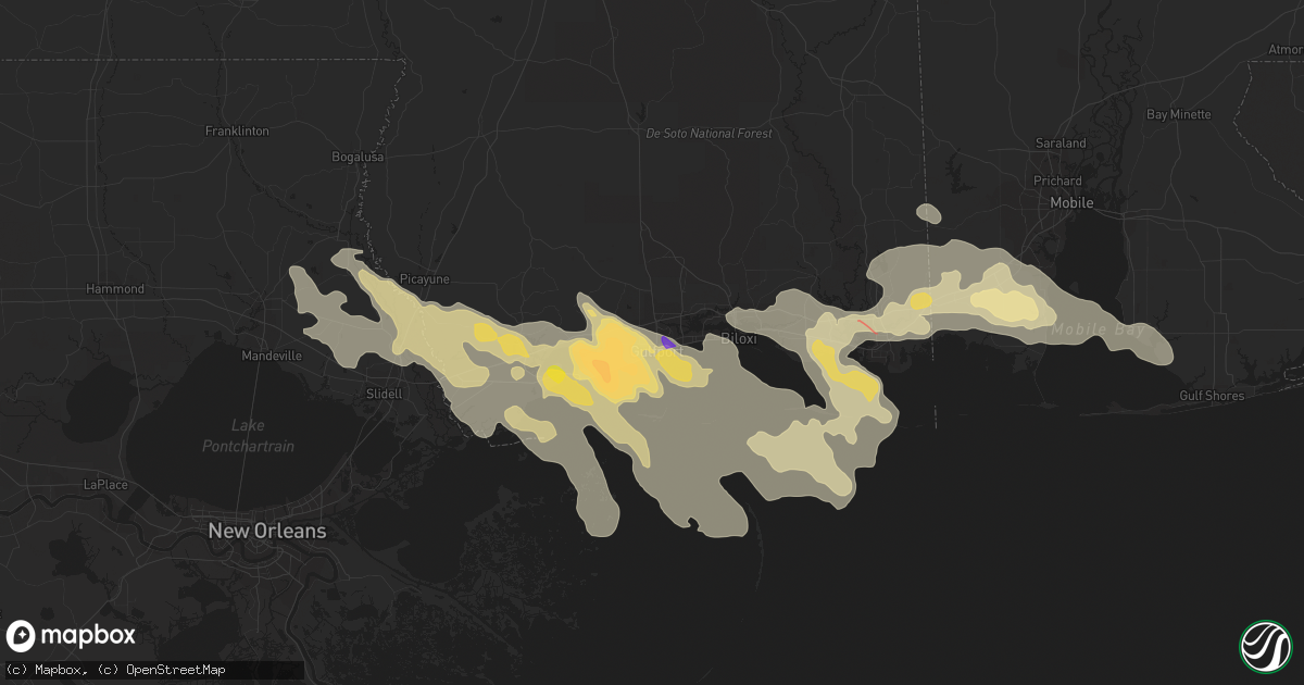 Hail map in Gulfport, MS on June 19, 2023