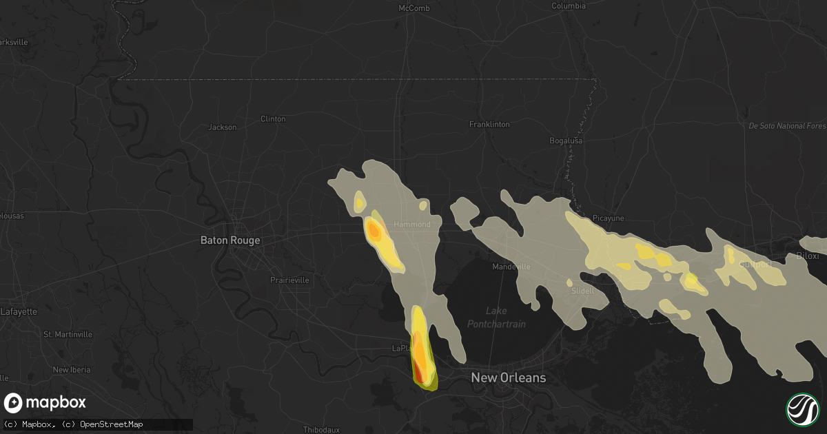 Hail map in Hammond, LA on June 19, 2023
