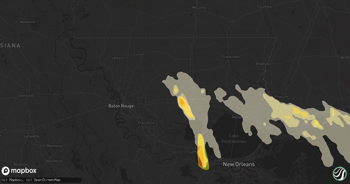 Hail map in Holden, LA on June 19, 2023