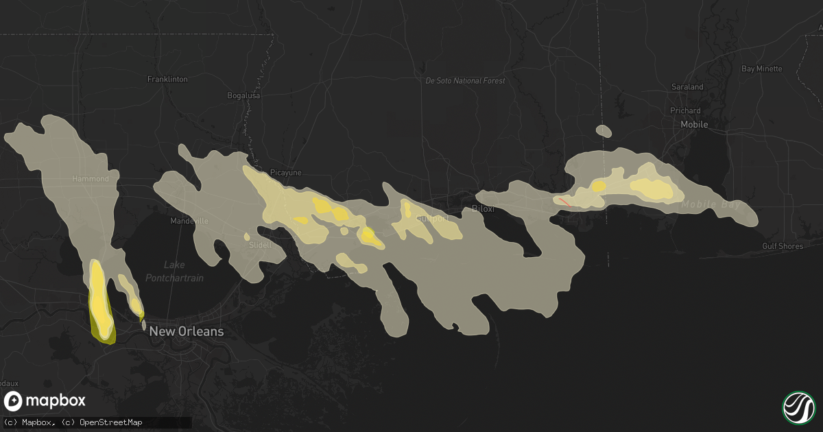 Hail map in Long Beach, MS on June 19, 2023