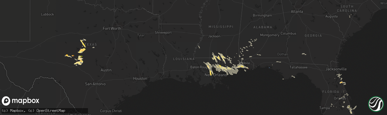 Hail map in Louisiana on June 19, 2023