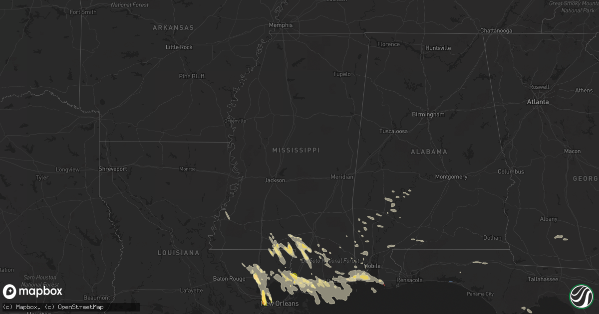 Hail map in Mississippi on June 19, 2023