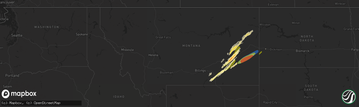 Hail map in Montana on June 19, 2023