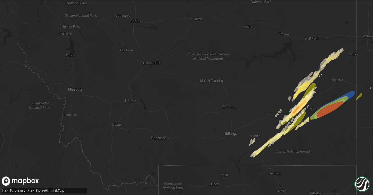 Hail map in Montana on June 19, 2023