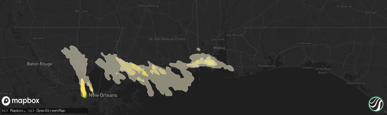 Hail map in Moss Point, MS on June 19, 2023